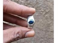 Original silver ring with dark sapphire (heated)