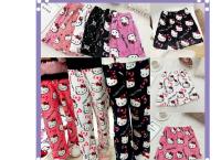 Sanrio Hello Kitty Anime Y2k Kawaii Flannel Pajamas Women'S Warm Woolen Cartoon Casual Home Pants Autumn Winter Fashion Trousers