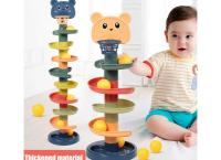 Baby Toys Sliding Rolling Balls Pile Tower Stacking Early Educational Puzzle Rotating Spin Track Toddler Gifts For Children Kids