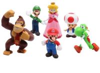 6pcs/set Super Mario Bros PVC Action Figure Toys Dolls Model Set Luigi Yoshi Donkey Kong Mushroom For Kids Birthday Gifts