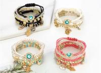 6Pcs/set Bohemian Evil Eye Bracelet Set For Women Fatima Hand Heart Charm Beaded Rope Chain Bangle Female Jewelry Gift