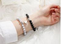 Set natural Stone Heat magnet couple bracelets