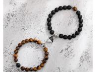 Set natural Stone Heat magnet couple bracelets