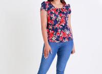 Printed Round Neck Top with Petal Sleeves